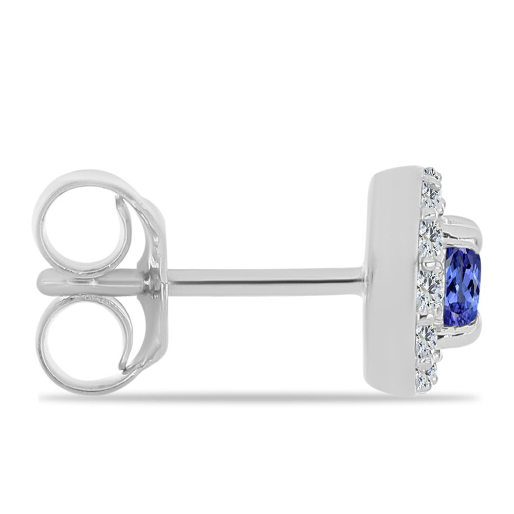 Strieborné Náušnice s Tanzanitom a Bielym Topásom 2 
