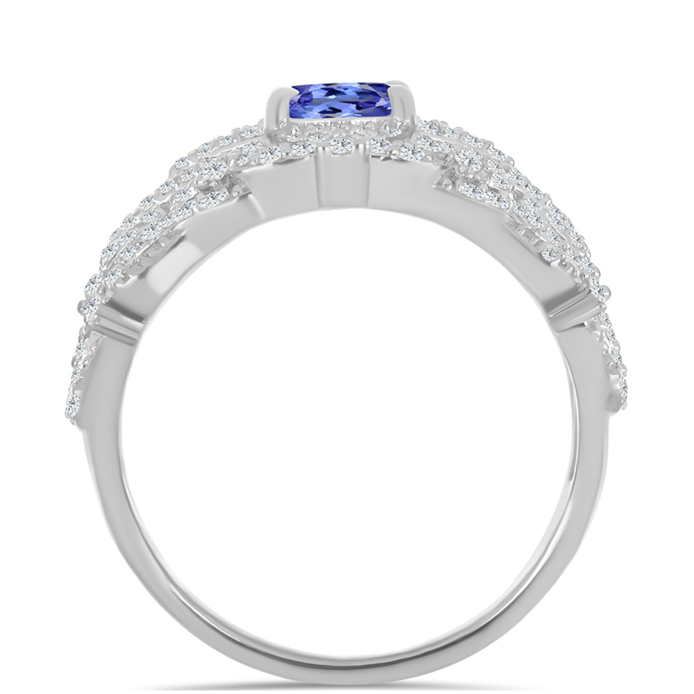 Strieborný Prsteň s Tanzanitom a Bielym Topásom 2 