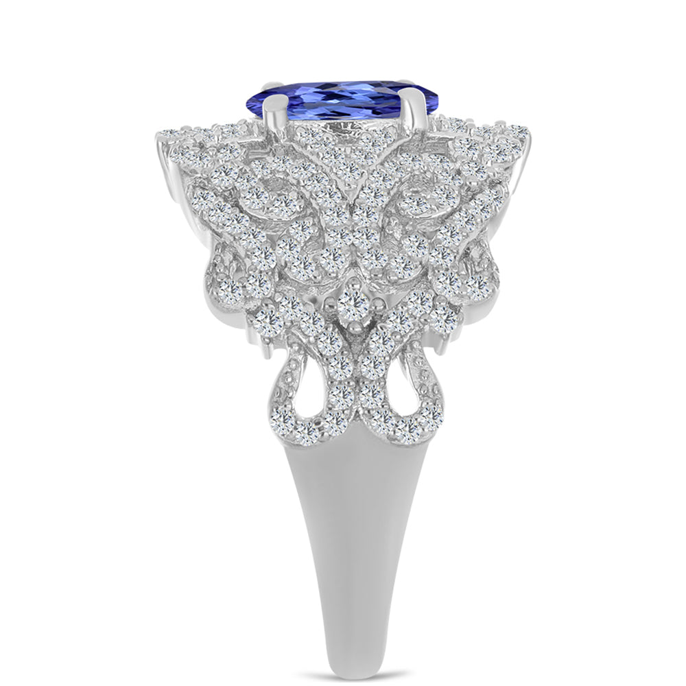 Strieborný Prsteň s Tanzanitom a Bielym Topásom 4 