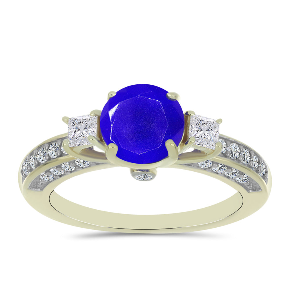 Pozlátený Strieborný Prsteň s Modrým Achátom a Bielym Topásom 1 