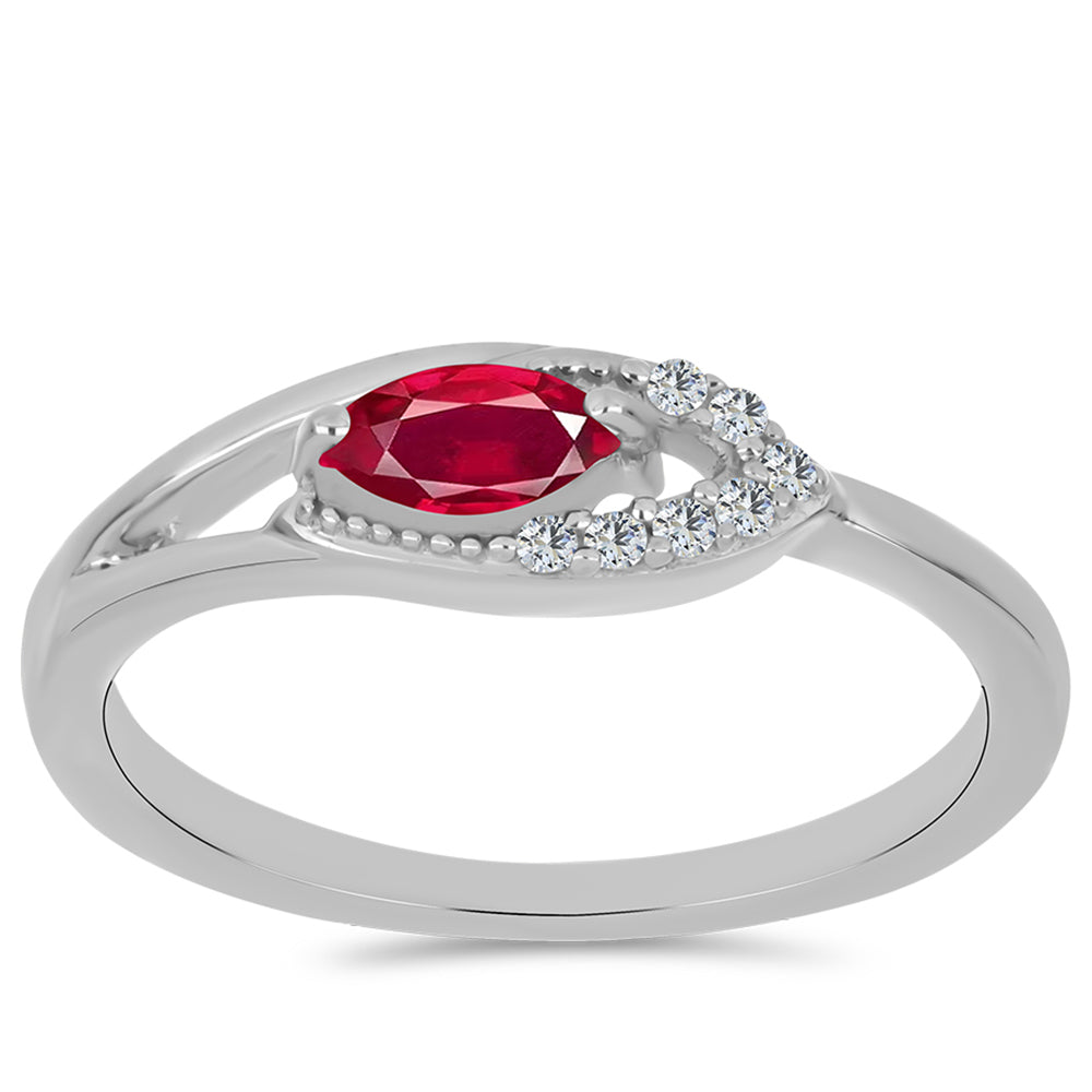 Strieborný Prsteň s Madagaskarským Rubínom a Bielym Topásom 3 