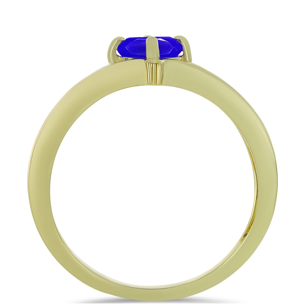 Pozlátený Strieborný Prsteň s Modrým Achátom