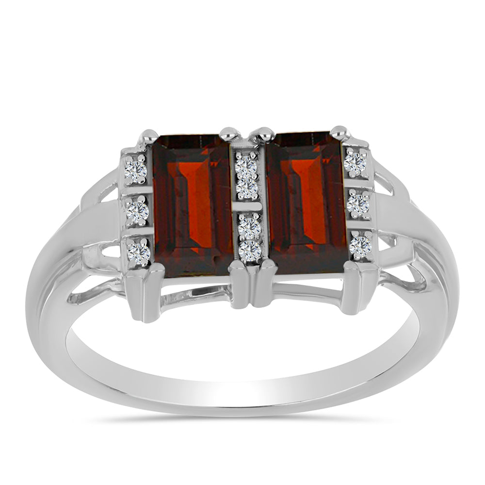 Strieborný Prsteň s Bartonským Granátom a Bielym Topásom 3 