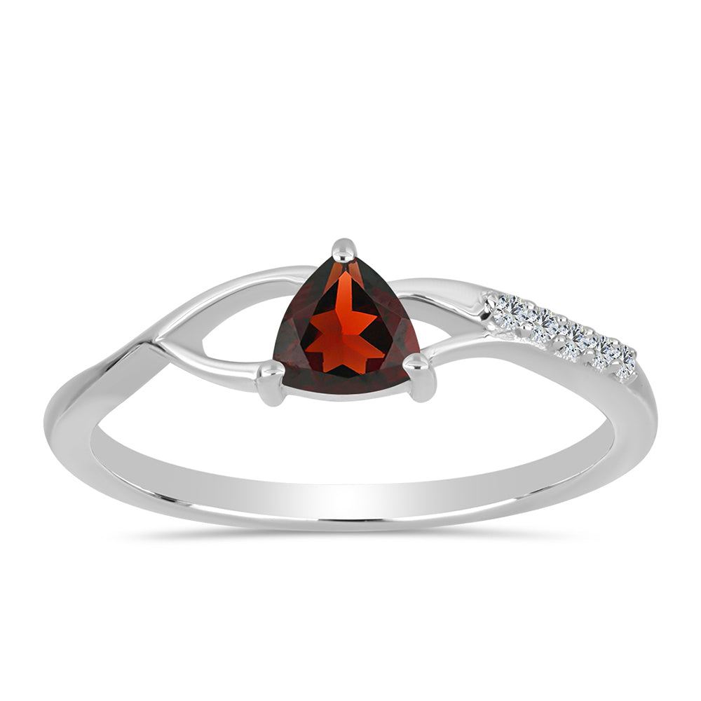 Strieborný Prsteň s Bartonským Granátom a Bielym Topásom