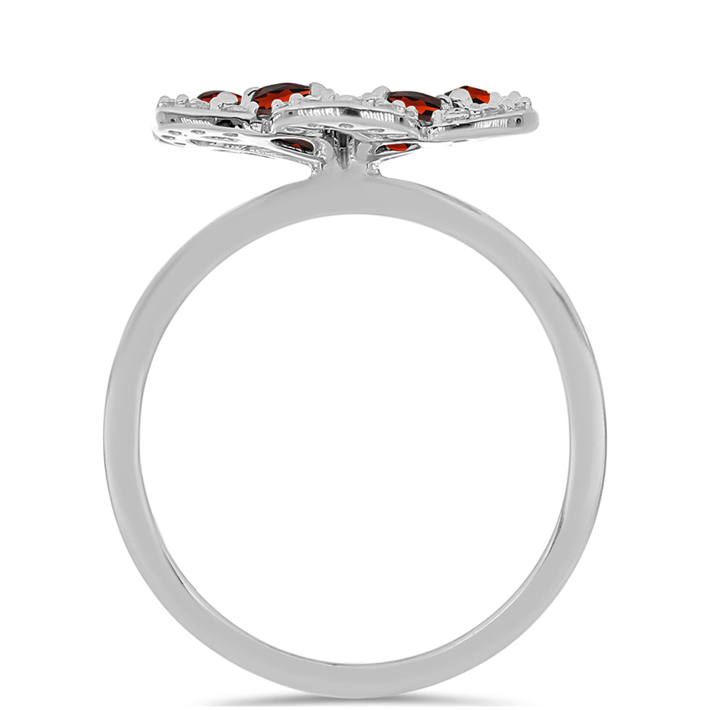 Strieborný Prsteň s Bartonským Granátom a Bielym Topásom 2 