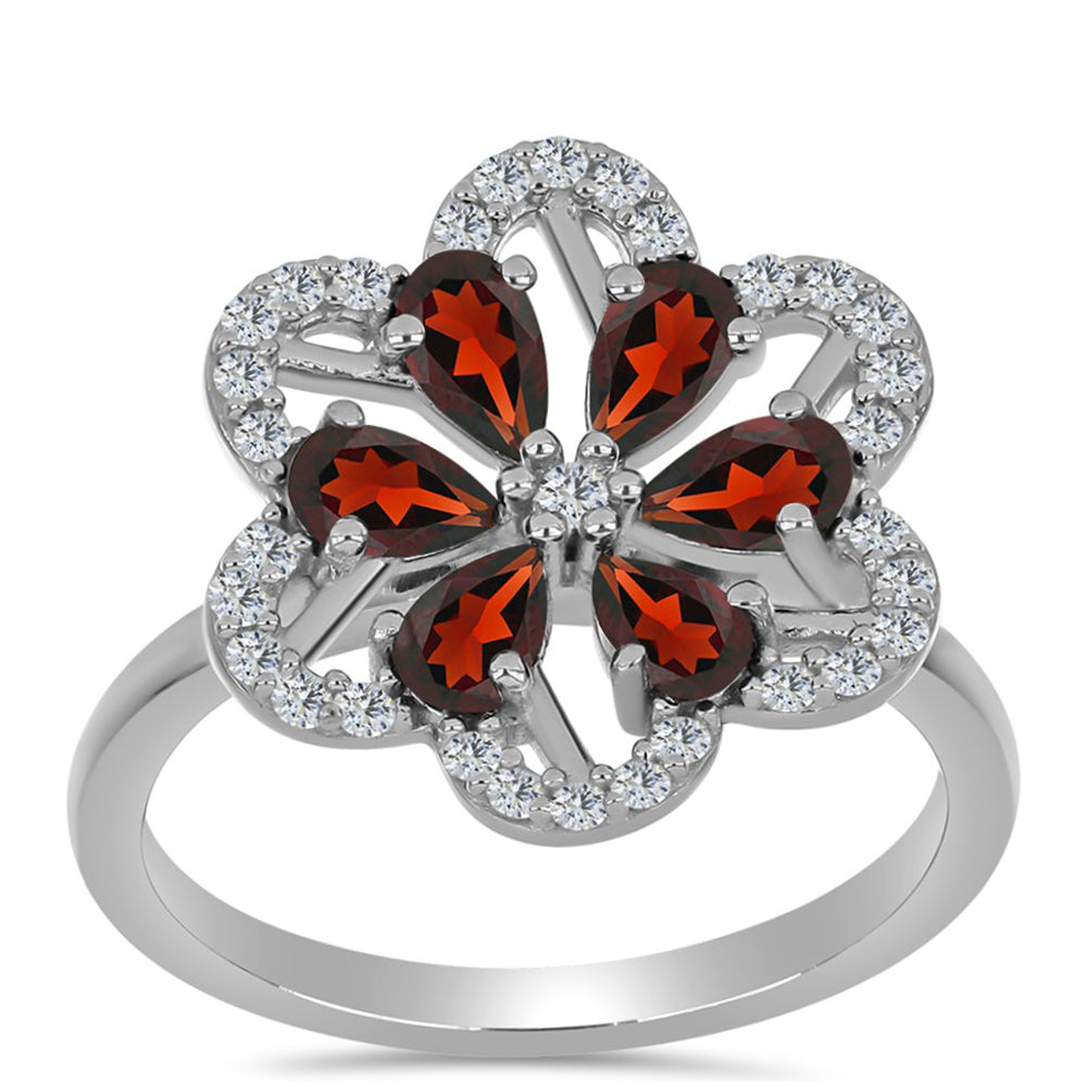 Strieborný Prsteň s Bartonským Granátom a Bielym Topásom 3 