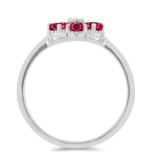 Strieborný Prsteň s Madagaskarským Rubínom a Bielym Topásom