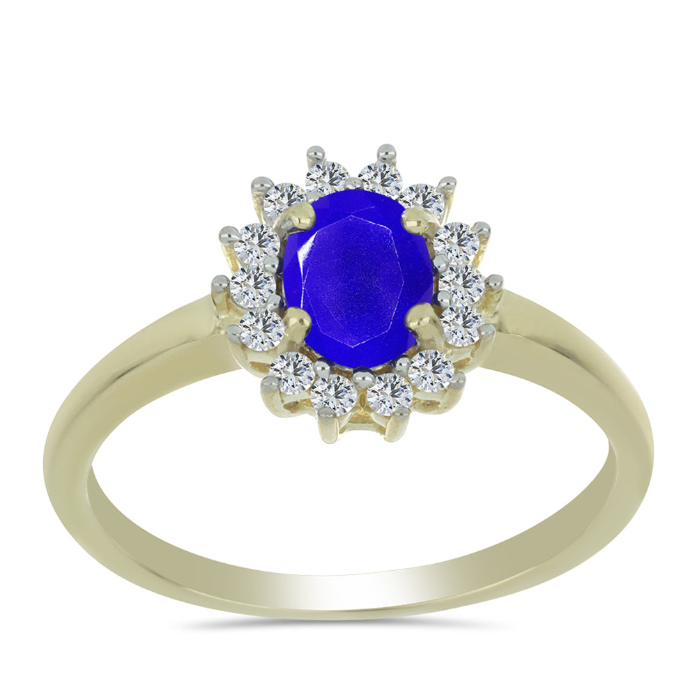 Pozlátený Strieborný Prsteň s Modrým Achátom a Bielym Topásom 3 