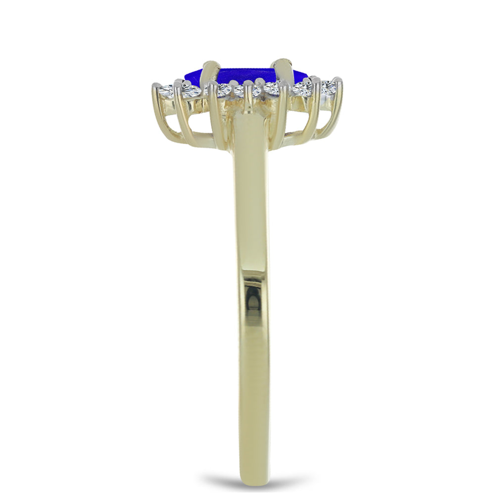 Pozlátený Strieborný Prsteň s Modrým Achátom a Bielym Topásom