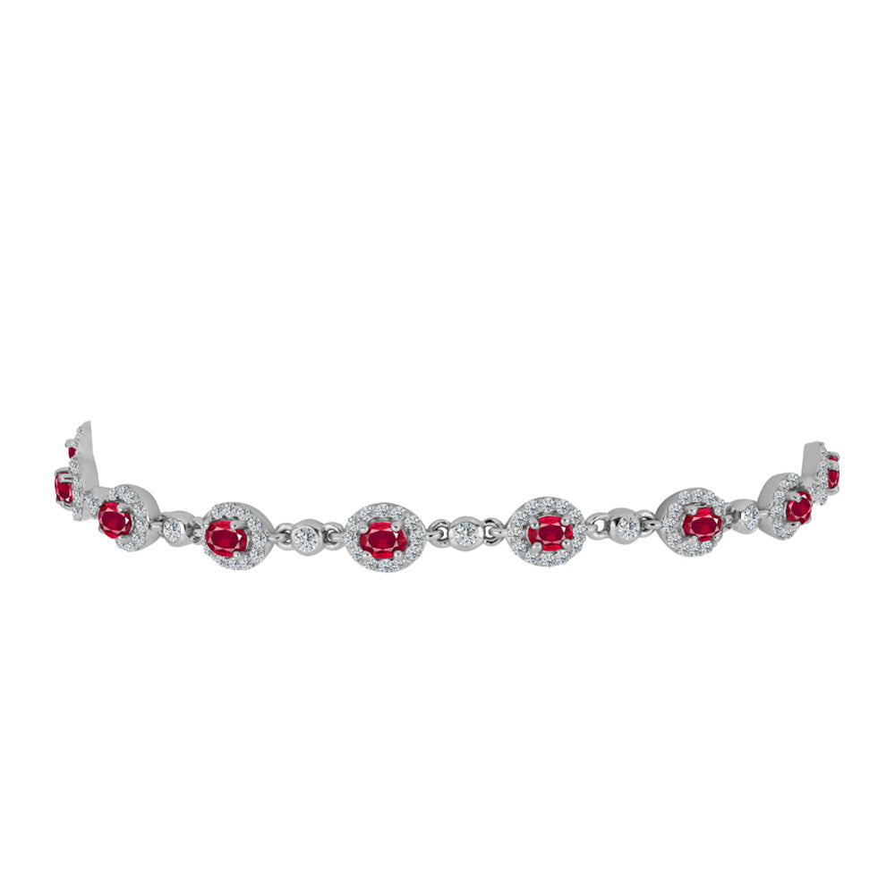 Strieborný Náramok s Madagaskarským Rubínom a Bielym Topásom 2 