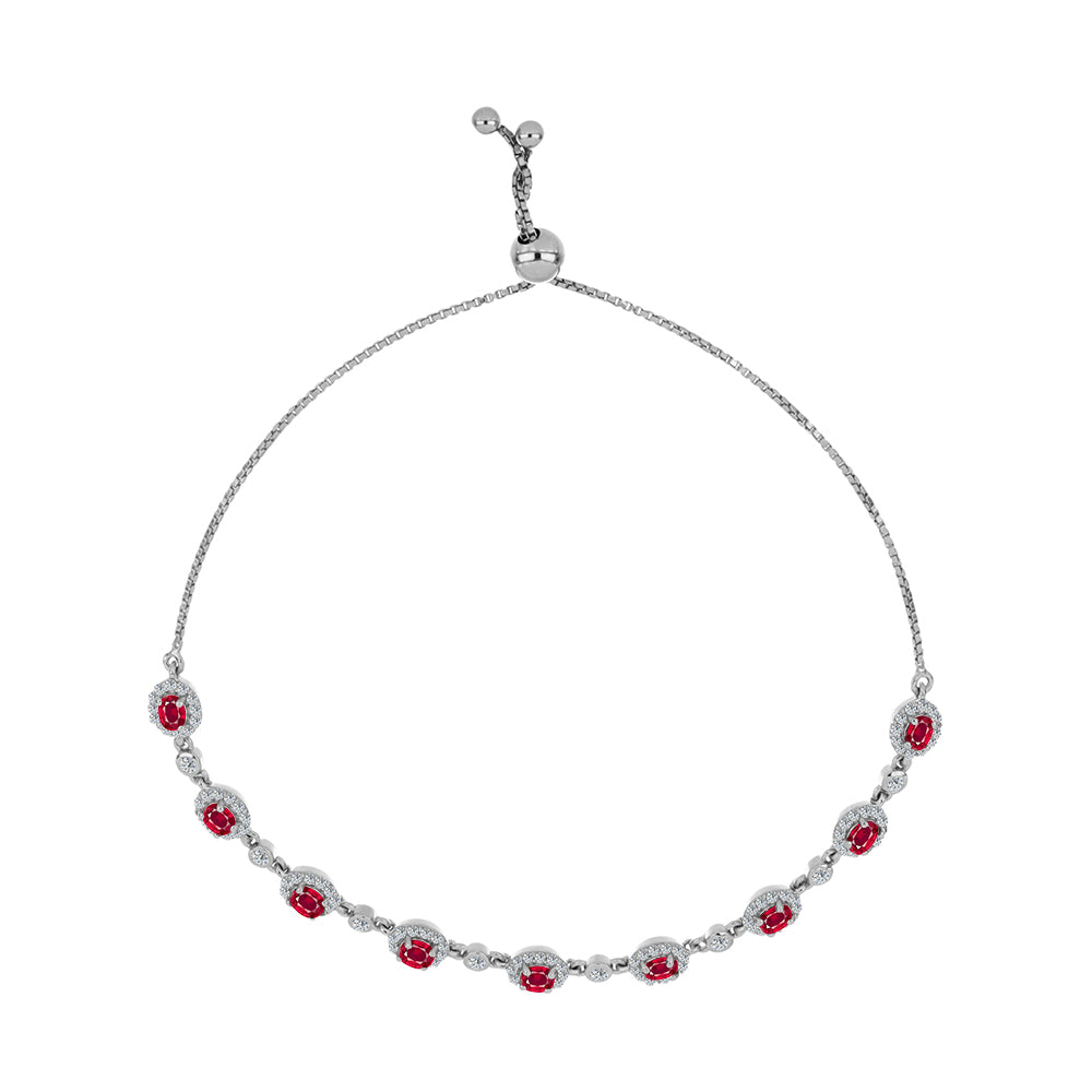 Strieborný Náramok s Madagaskarským Rubínom a Bielym Topásom 1 