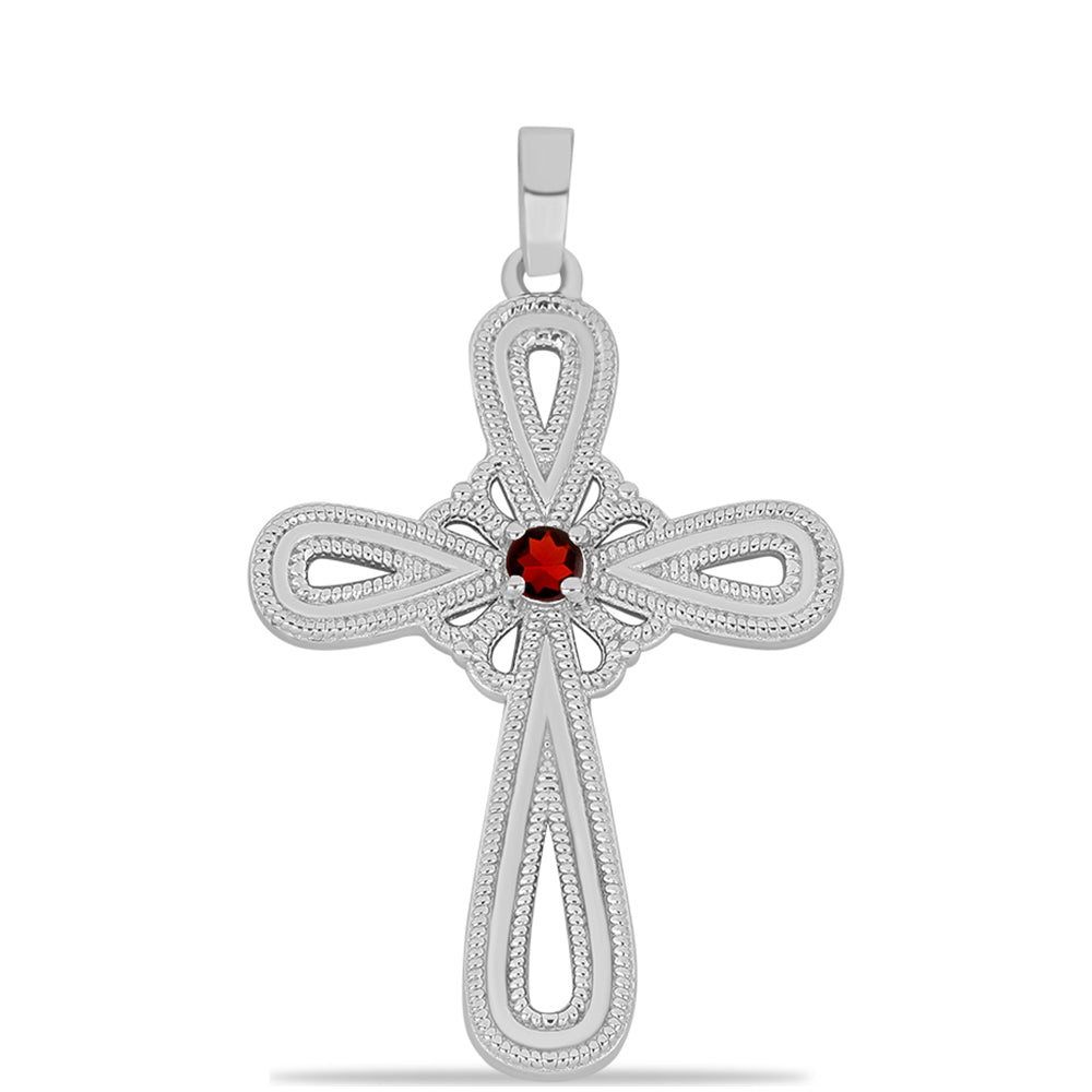 Kríž Strieborný Prívesok s Bartonským Granátom