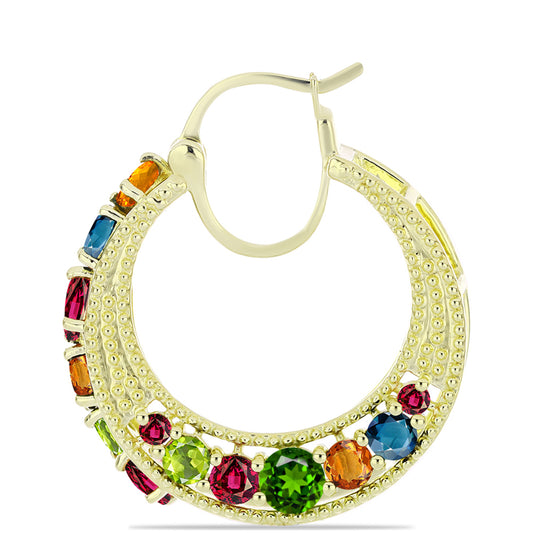 Pozlátené Strieborné Náušnice s Chakra Turmalínom