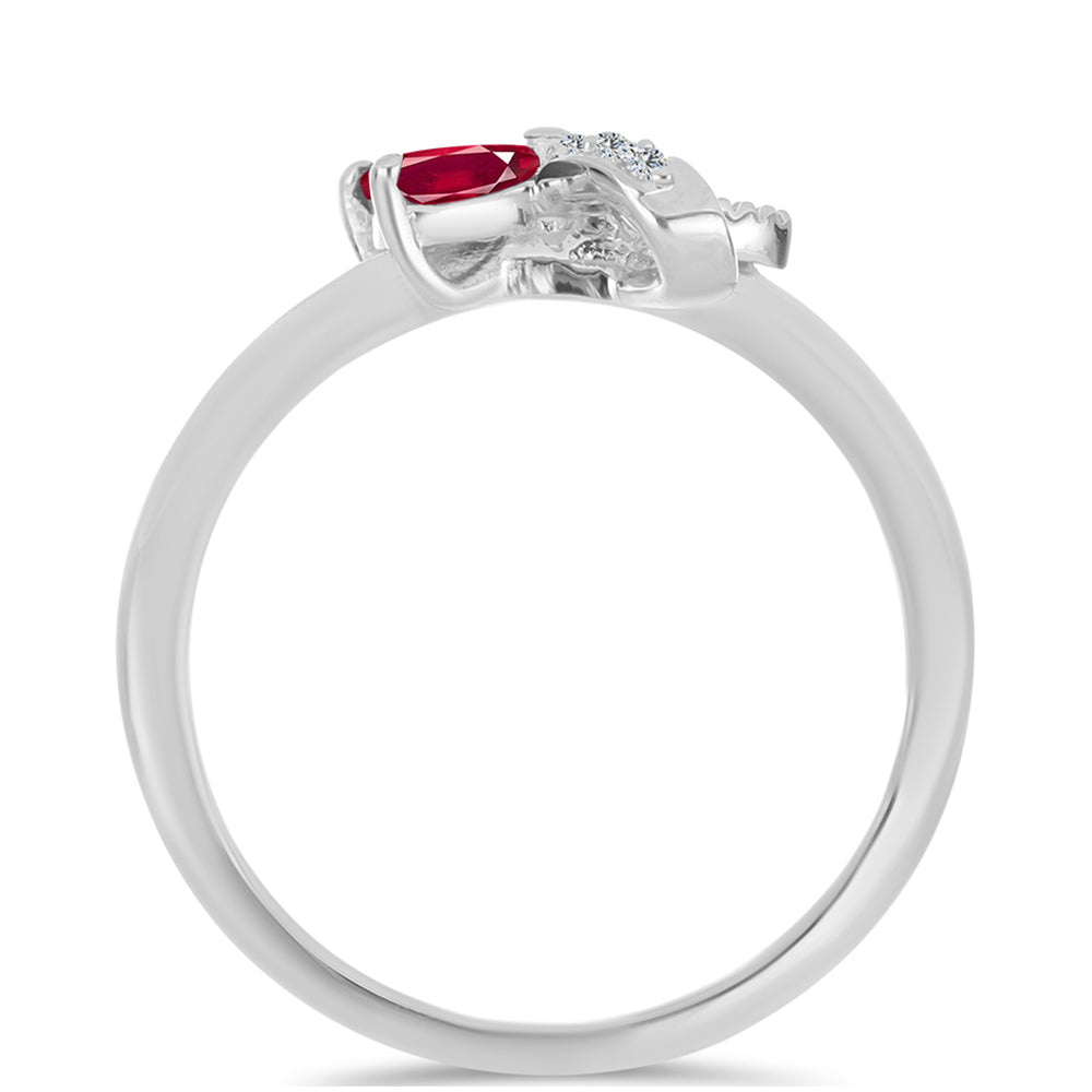 Strieborný Prsteň s Madagaskarským Rubínom a Bielym Topásom