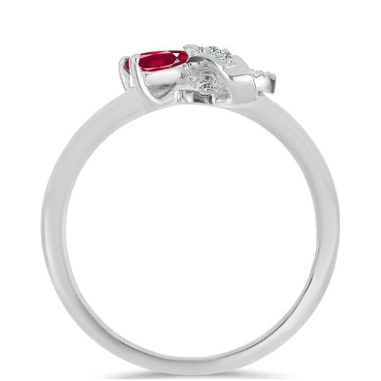 Strieborný Prsteň s Madagaskarským Rubínom a Bielym Topásom