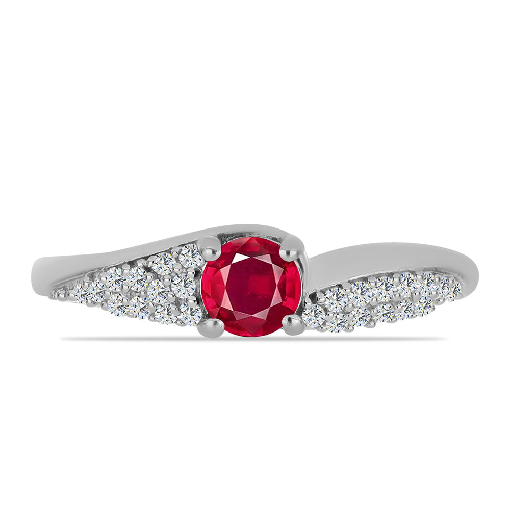 Strieborný Prsteň s Madagaskarským Rubínom a Bielym Topásom 1 