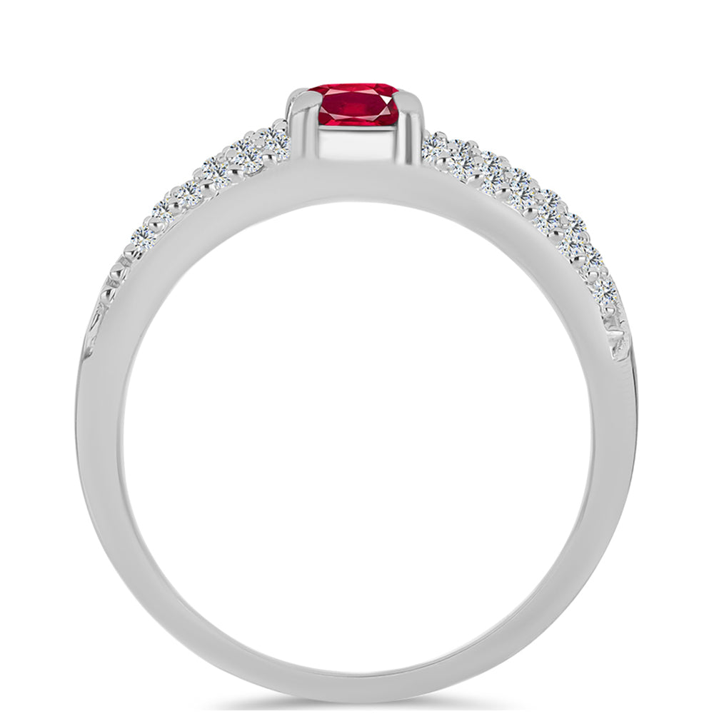 Strieborný Prsteň s Madagaskarským Rubínom a Bielym Topásom 2 