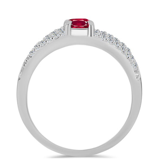 Strieborný Prsteň s Madagaskarským Rubínom a Bielym Topásom