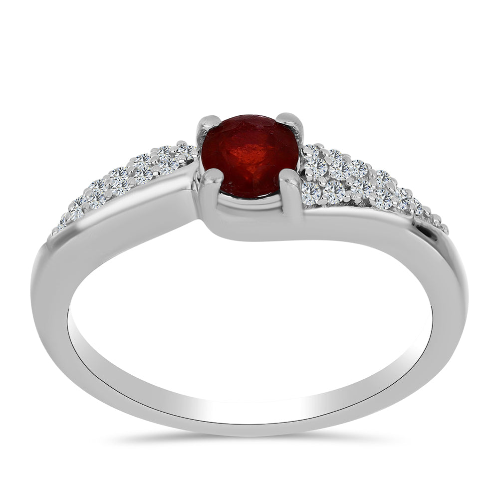 Strieborný Prsteň s Madagaskarským Rubínom a Bielym Topásom 3 