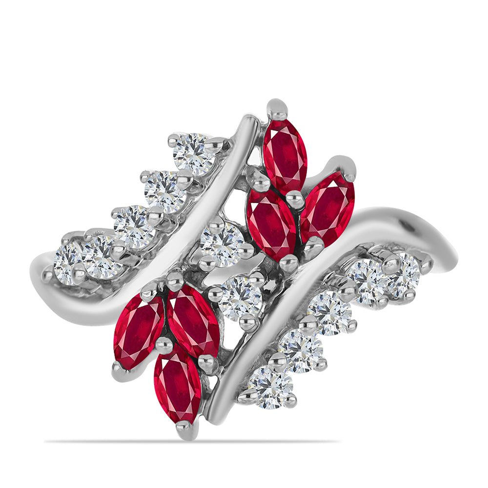 Strieborný Prsteň s Madagaskarským Rubínom a Bielym Topásom 1 