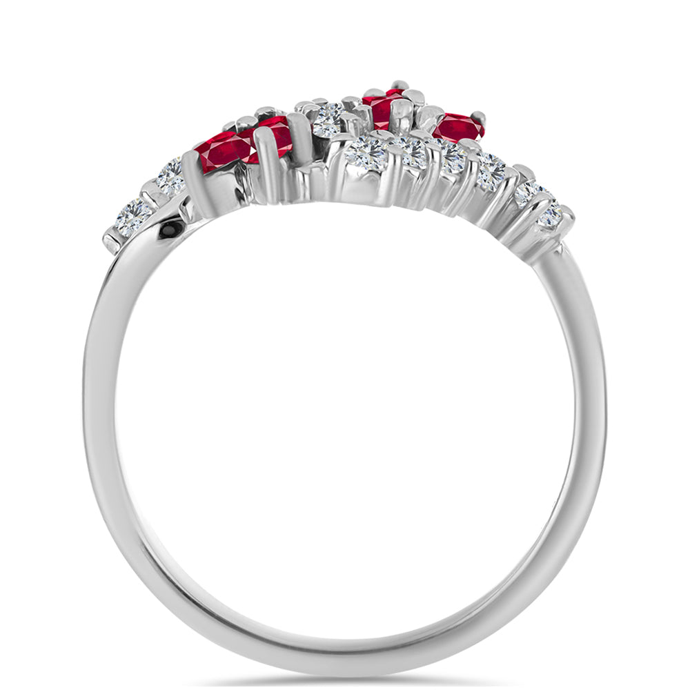 Strieborný Prsteň s Madagaskarským Rubínom a Bielym Topásom