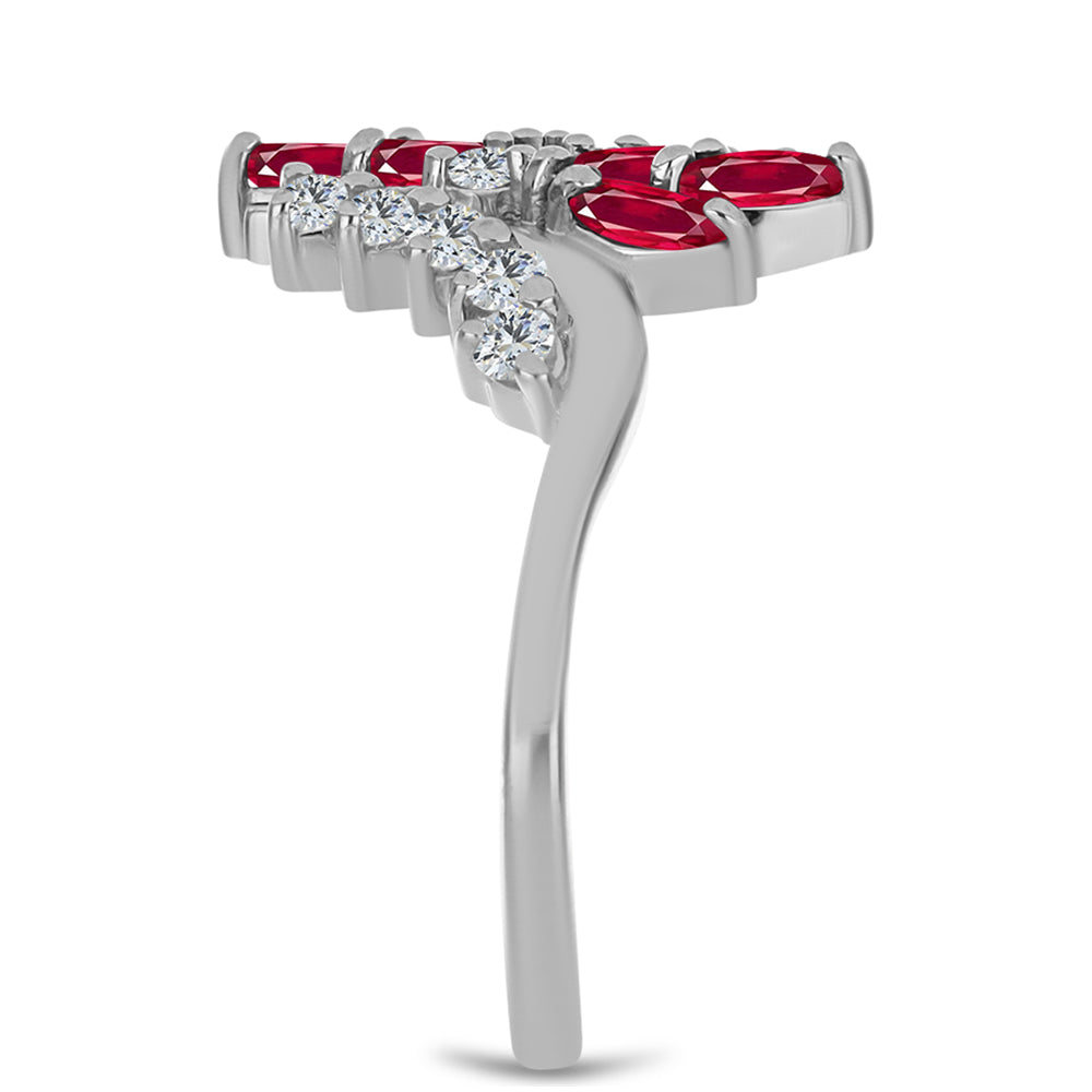 Strieborný Prsteň s Madagaskarským Rubínom a Bielym Topásom 4 