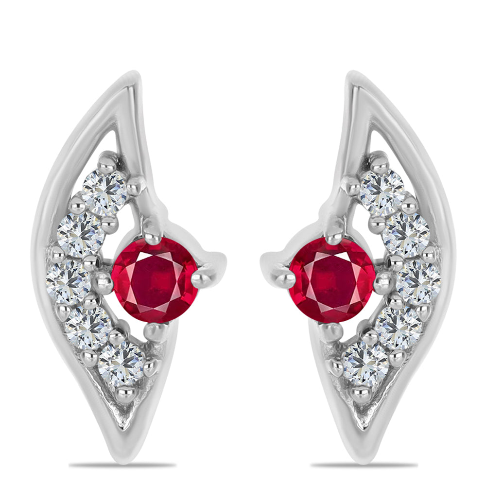 Strieborné Náušnice s Madagaskarským Rubínom a Bielym Topásom 1 