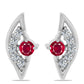 Strieborné Náušnice s Madagaskarským Rubínom a Bielym Topásom