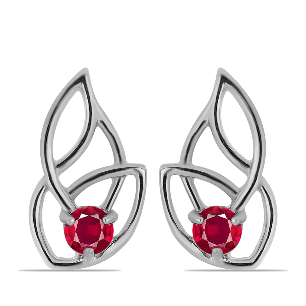 Strieborné Náušnice s Madagaskarským Rubínom