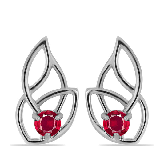 Strieborné Náušnice s Madagaskarským Rubínom