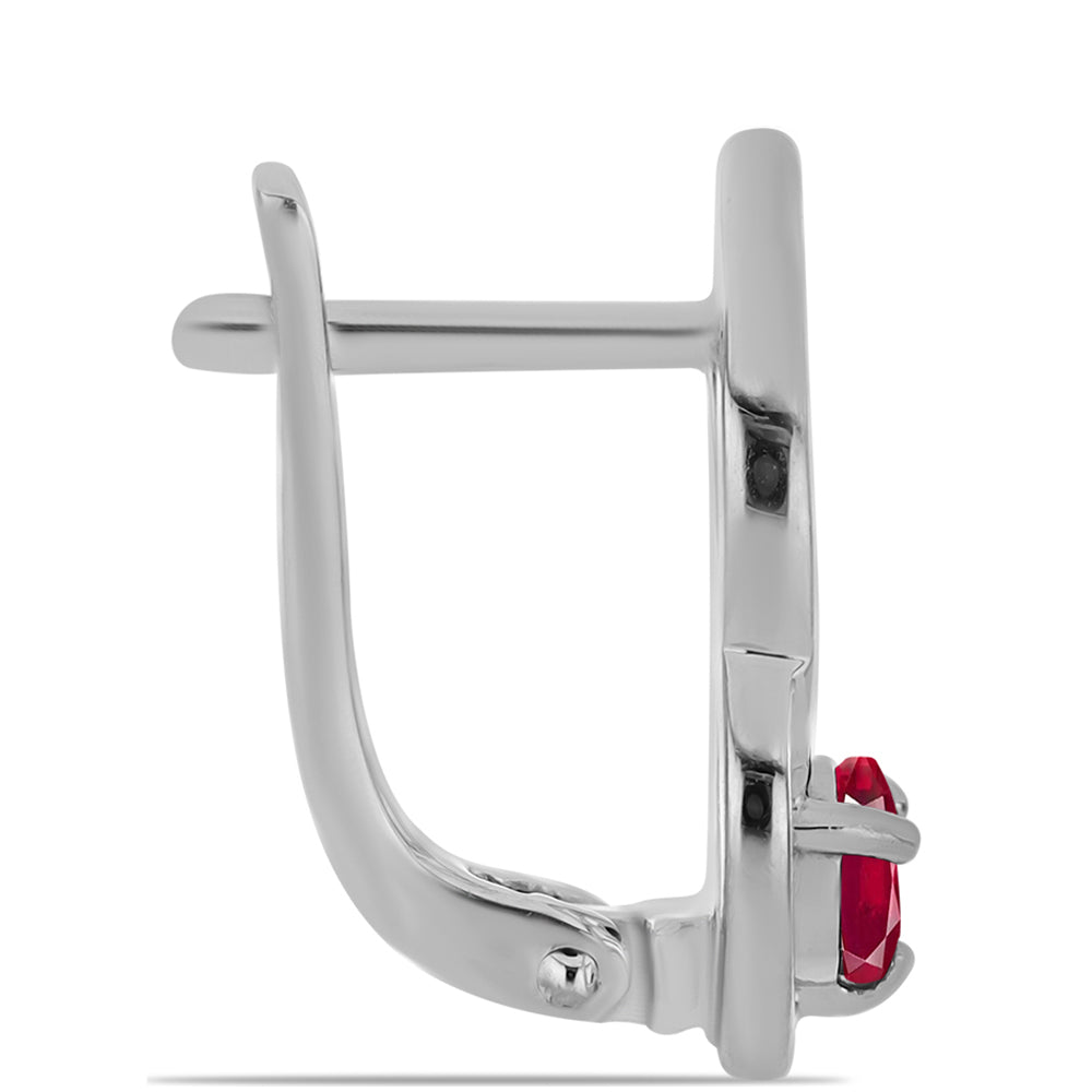 Strieborné Náušnice s Madagaskarským Rubínom 2 