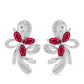 Strieborné Náušnice s Madagaskarským Rubínom a Bielym Topásom