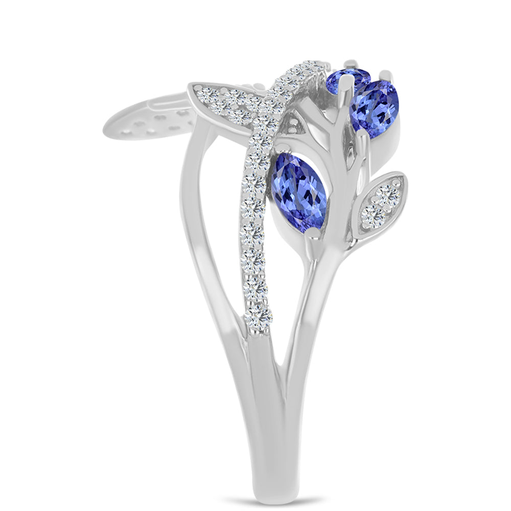 Strieborný Prsteň s Tanzanitom a Bielym Topásom 4 