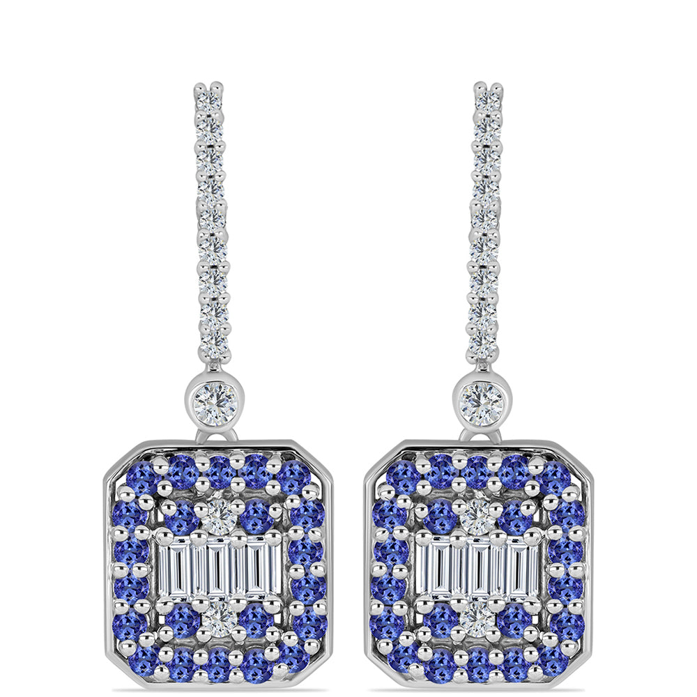 Strieborné Náušnice s Tanzanitom a Bielym Topásom 1 