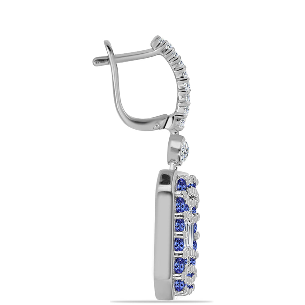 Strieborné Náušnice s Tanzanitom a Bielym Topásom 2 