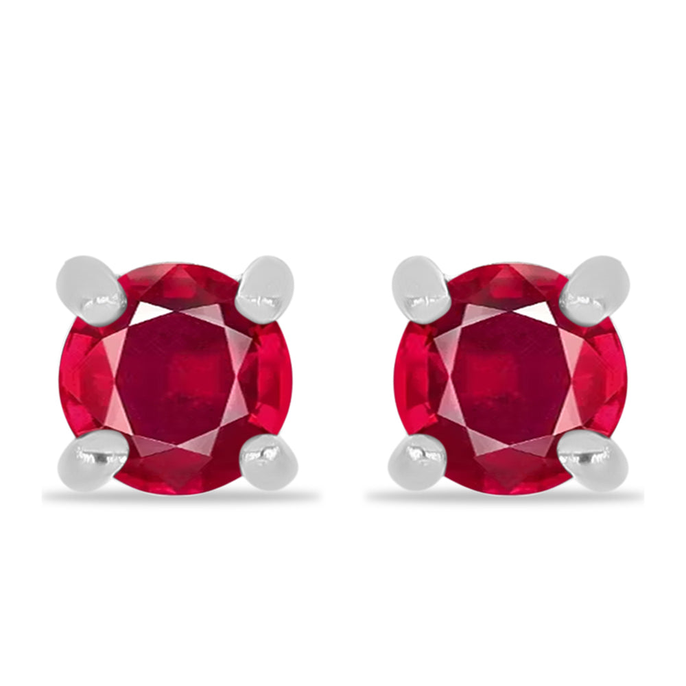 Strieborné Náušnice s Madagaskarským Rubínom