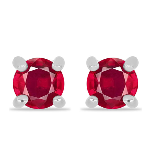 Strieborné Náušnice s Madagaskarským Rubínom