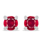 Strieborné Náušnice s Madagaskarským Rubínom