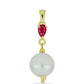 Pozlátený Strieborný Prívesok s so Sladkovodnou Bielou Perlou a Madagaskarským Rubínom