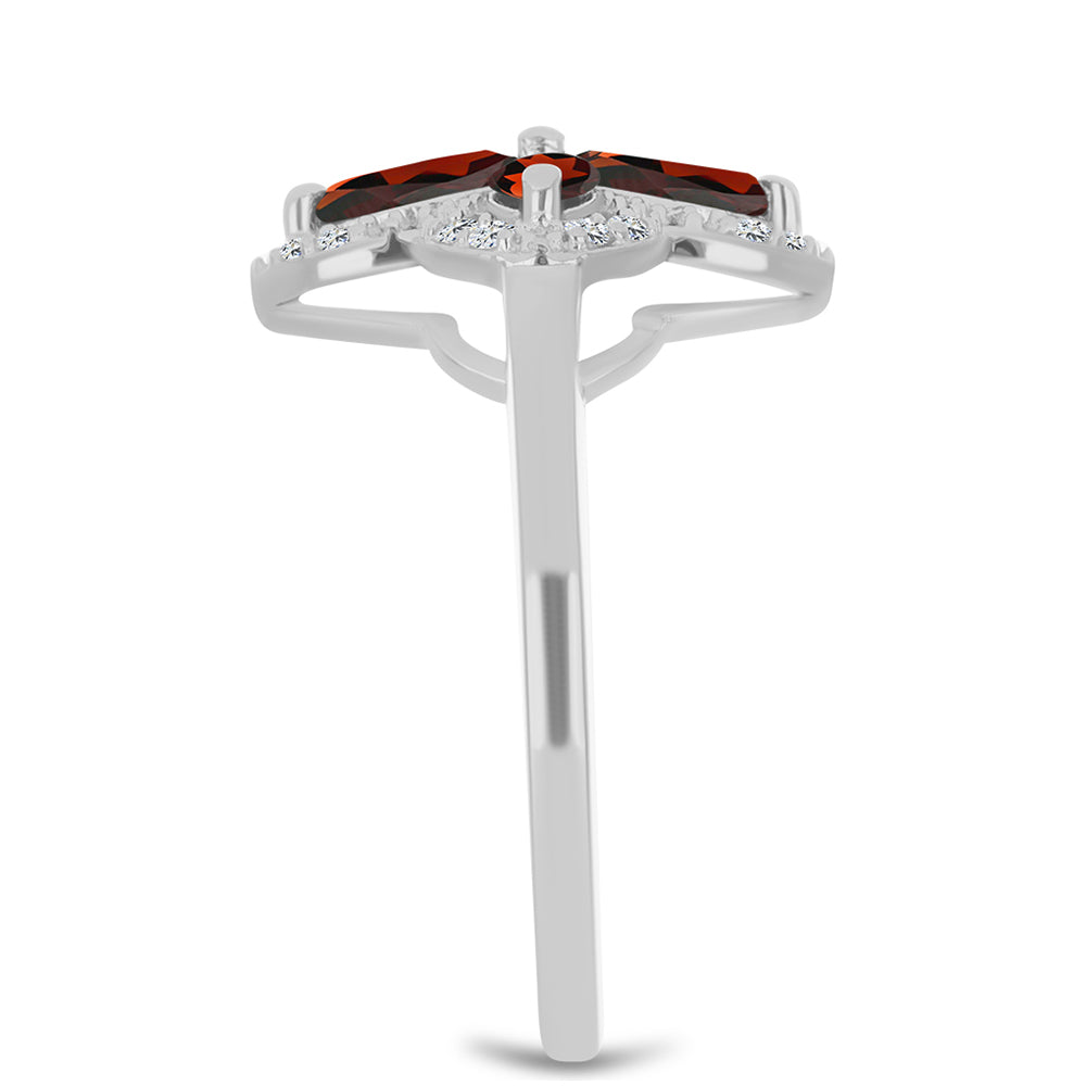 Strieborný Prsteň s Bartonským Granátom a Bielym Topásom