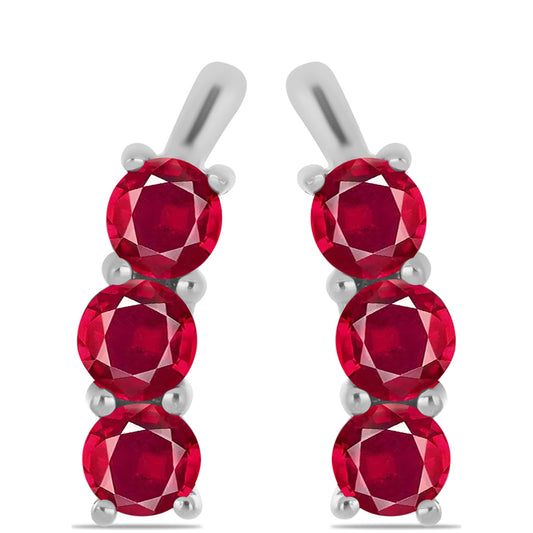 Strieborné Náušnice s Madagaskarským Rubínom