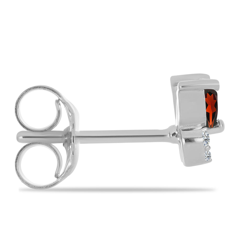 Strieborné Náušnice s Bartonským Granátom a Bielym Topásom 2 