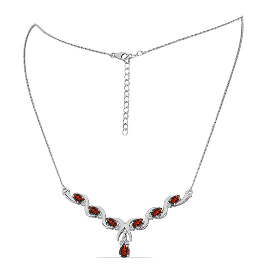 Strieborný Náhrdelník s Bartonským Granátom a Bielym Topásom