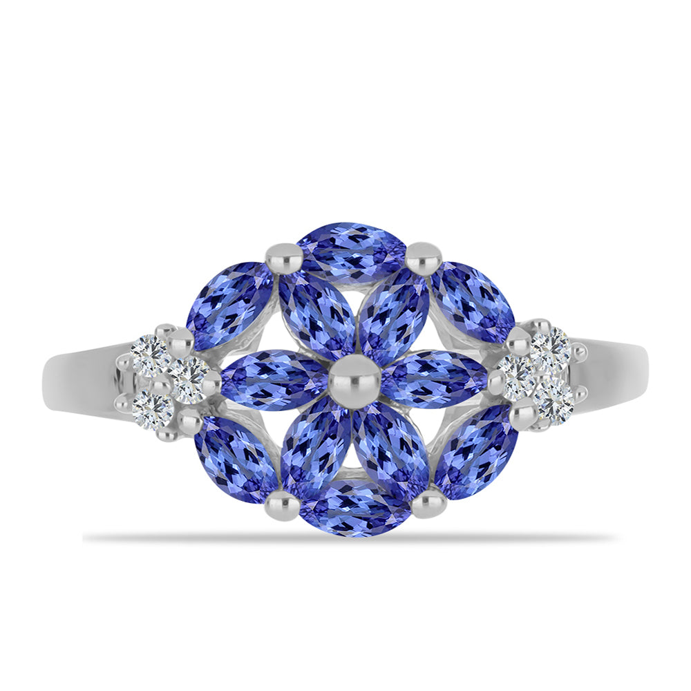 Strieborný Prsteň s Tanzanitom a Bielym Topásom