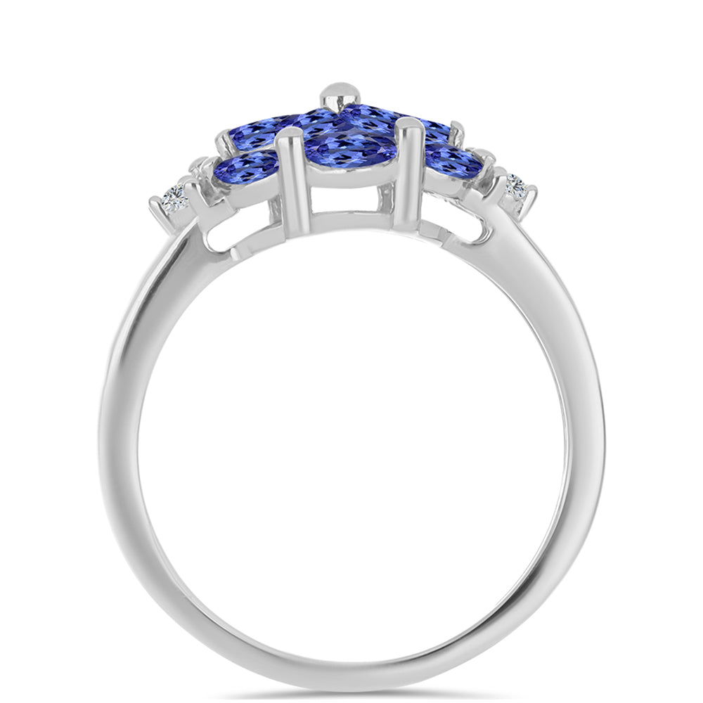Strieborný Prsteň s Tanzanitom a Bielym Topásom 2 