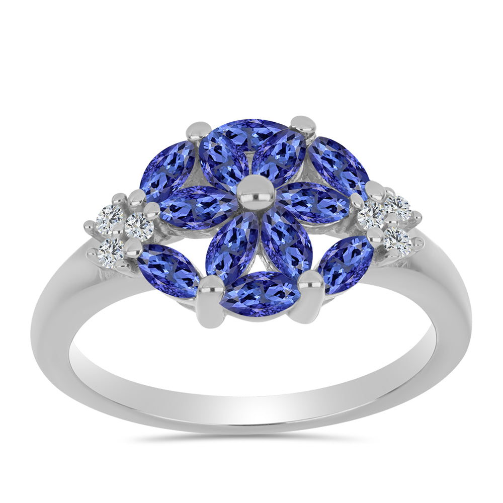 Strieborný Prsteň s Tanzanitom a Bielym Topásom