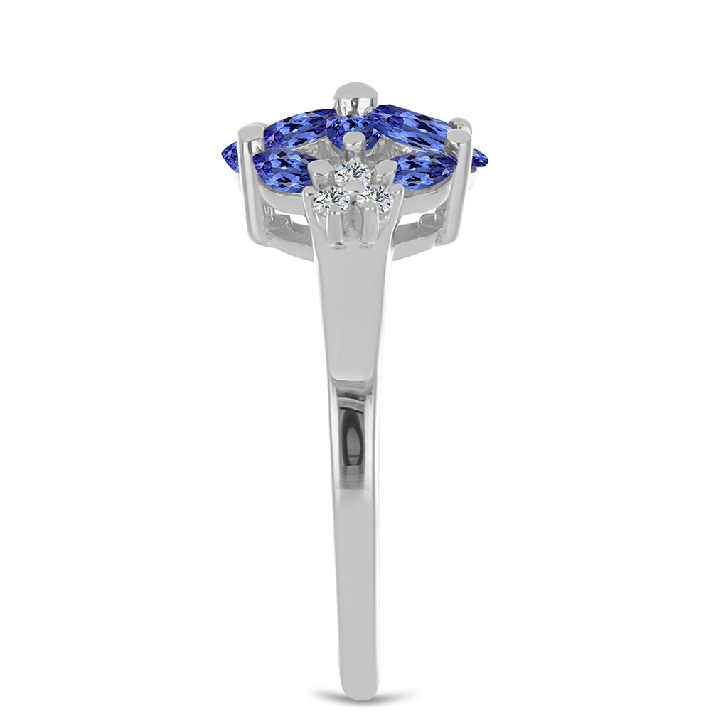 Strieborný Prsteň s Tanzanitom a Bielym Topásom 4 