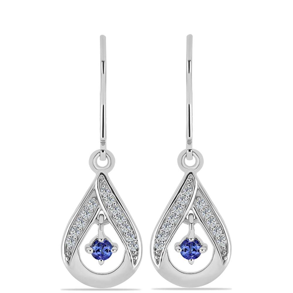 Strieborné Náušnice s Tanzanitom a Bielym Topásom 1 