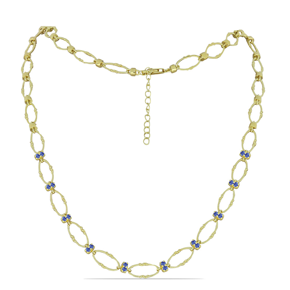 Pozlátené Strieborné Sada s Tanzanitom ( Náhrdelník+Náramok ) 2 