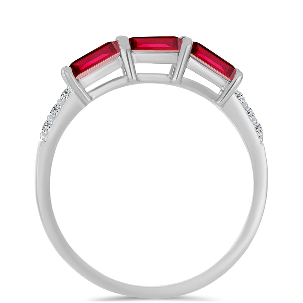 Strieborný Prsteň s Madagaskarským Rubínom a Bielym Topásom 2 